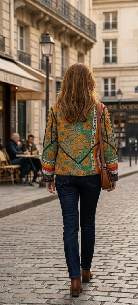 Veste Kantha réversible — Pièce unique n°001