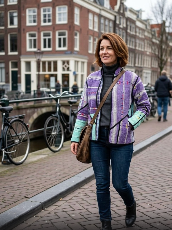 Veste Kantha réversible — Pièce unique n°024