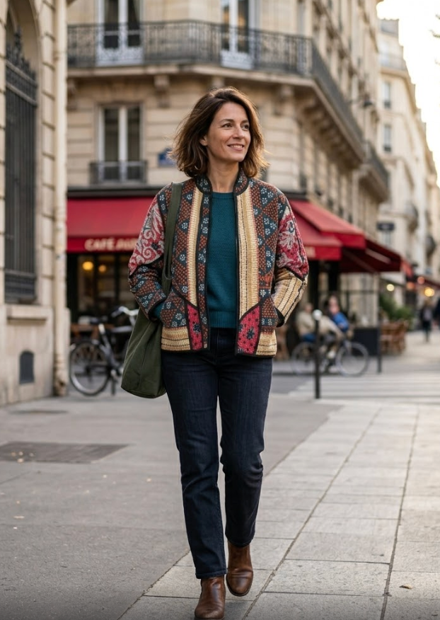 Veste Kantha réversible — Pièce unique n°026