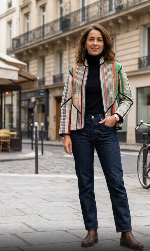 Veste Kantha réversible — Pièce unique n°033