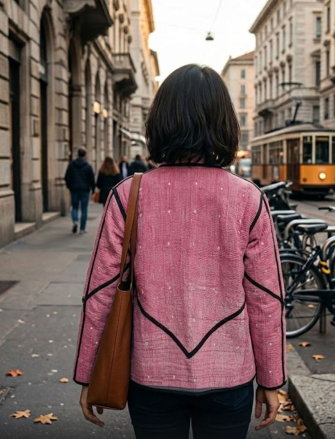 Veste Kantha réversible — Pièce unique n°036