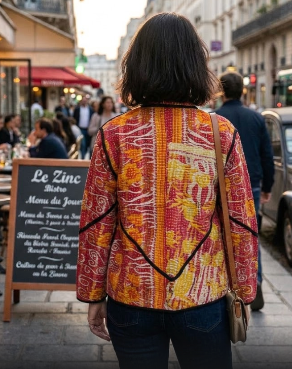 Veste Kantha réversible — Pièce unique n°037