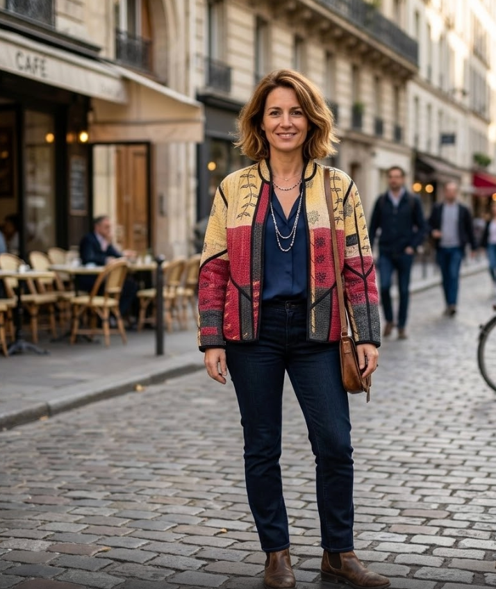Veste Kantha réversible — Pièce unique n°040