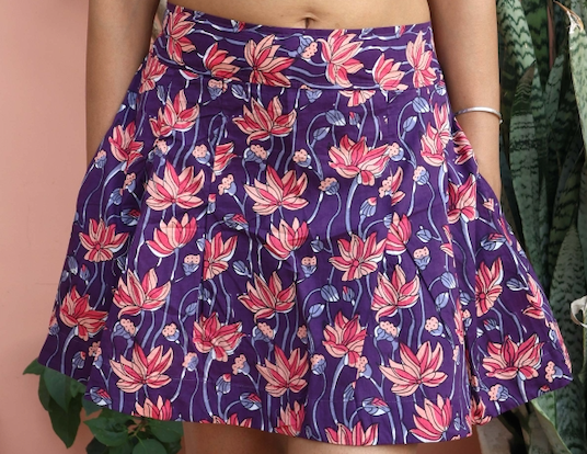 Jupe courte Pensée Violet floral