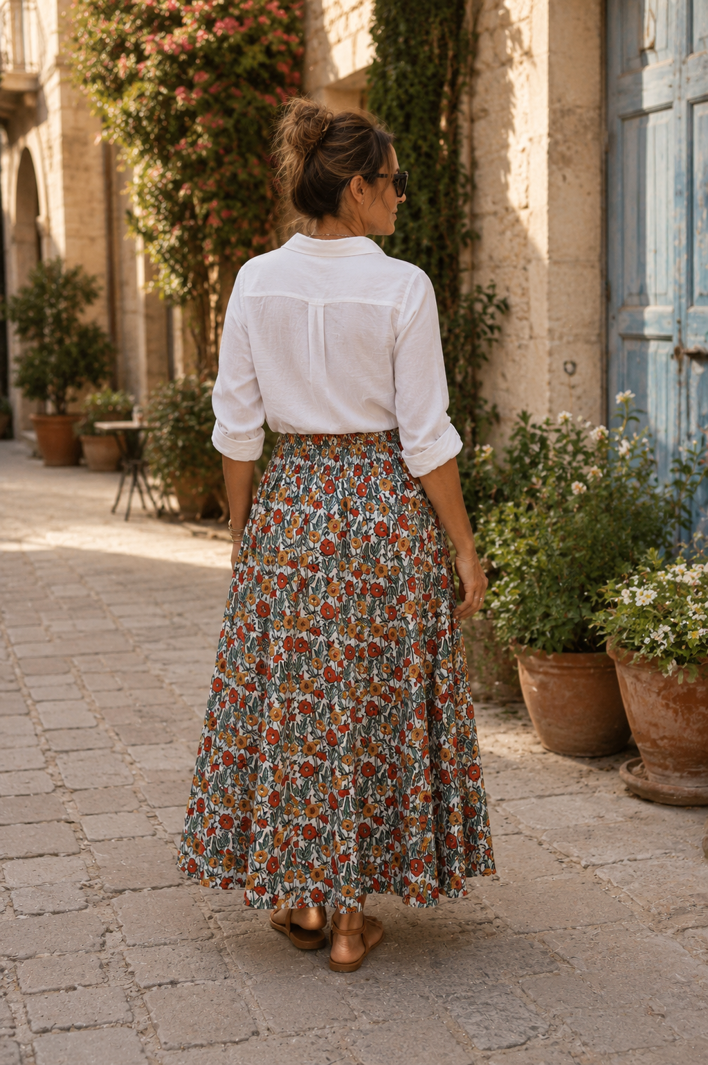 Jupe Longue Amarante Fleur