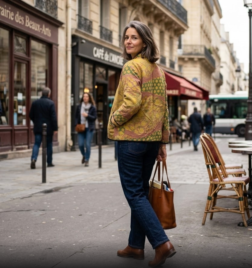 Veste Kantha réversible — Pièce unique n°004