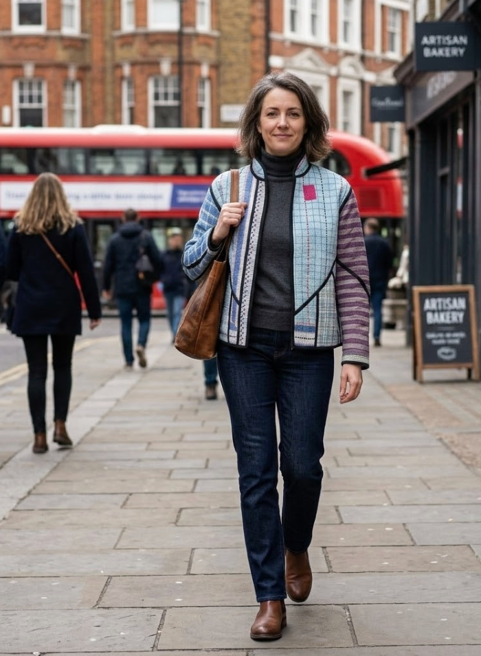 Veste Kantha réversible — Pièce unique n°005