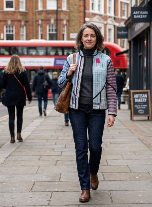 Veste Kantha réversible — Pièce unique n°005