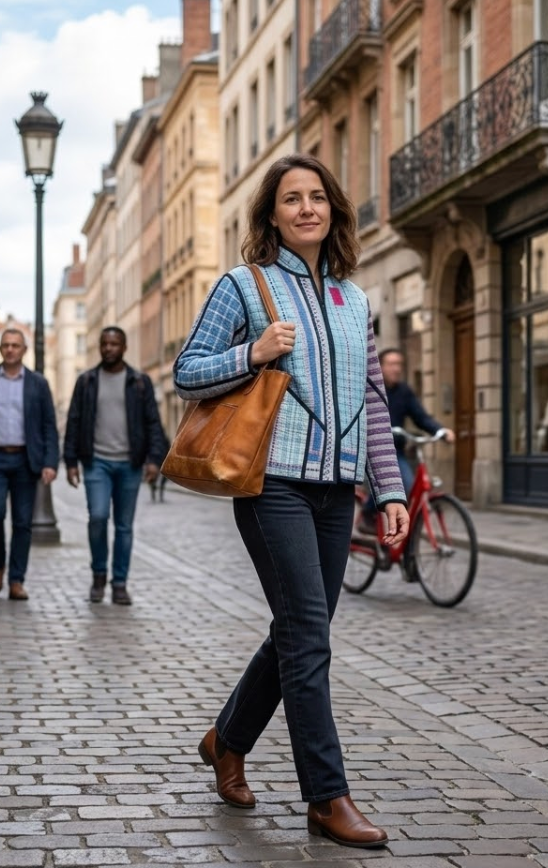 Veste Kantha réversible — Pièce unique n°005