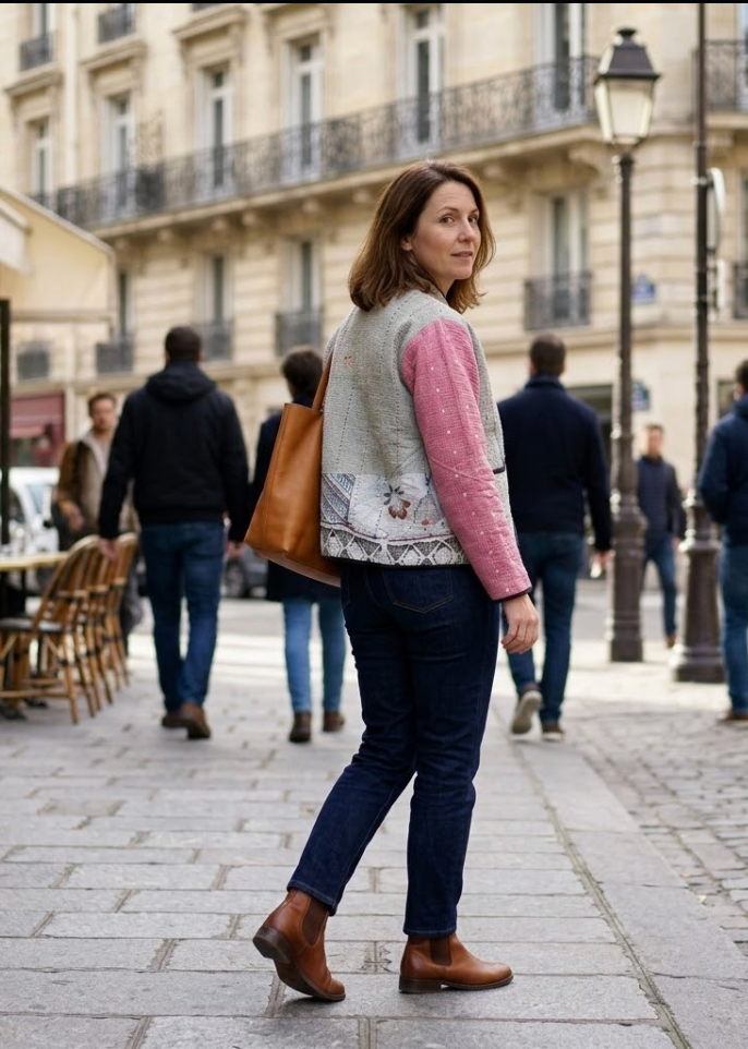 Veste Kantha réversible — Pièce unique n°005