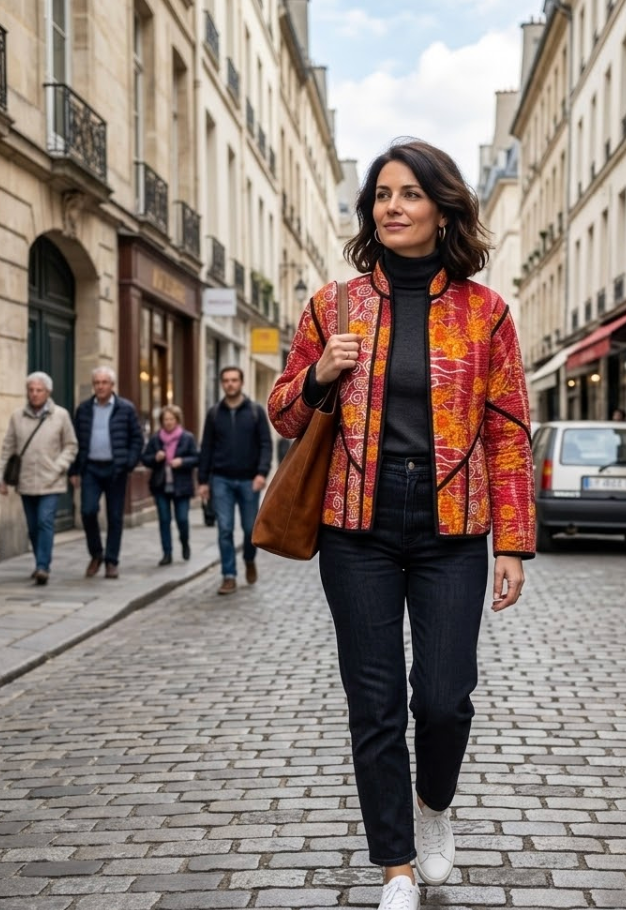 Veste Kantha réversible — Pièce unique n°009