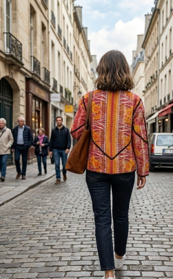 Veste Kantha réversible — Pièce unique n°009