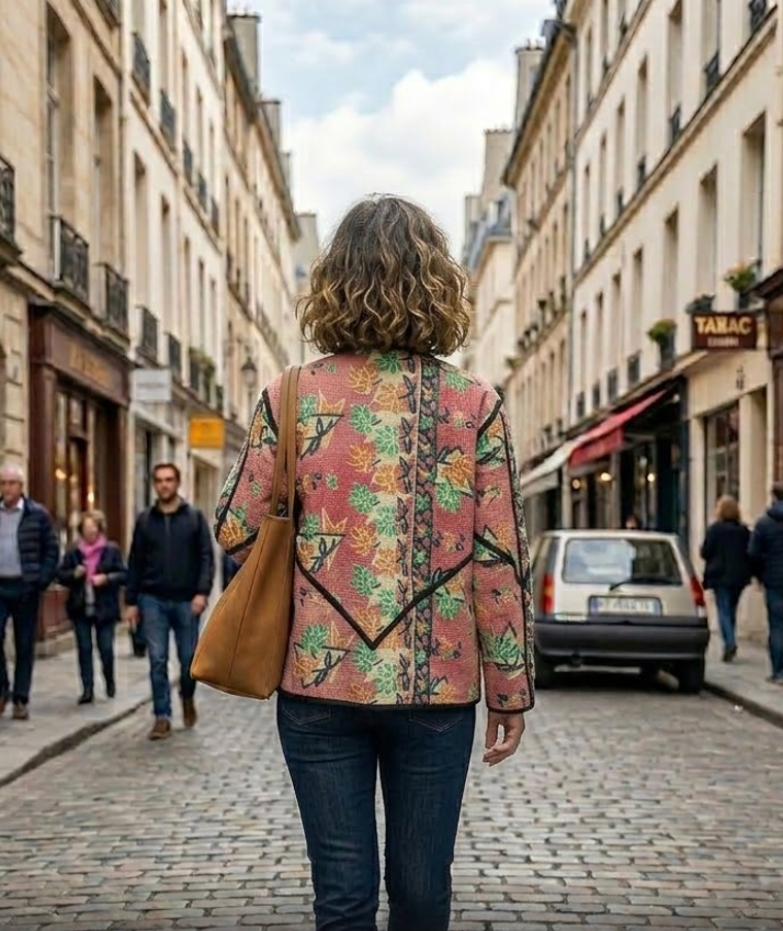 Veste Kantha réversible — Pièce unique n°010