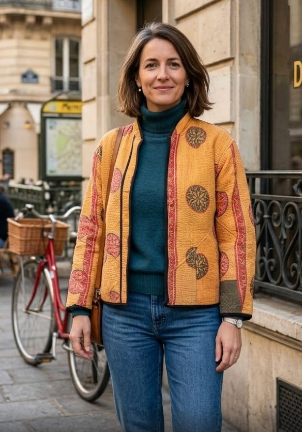 Veste Kantha réversible — Pièce unique n°010