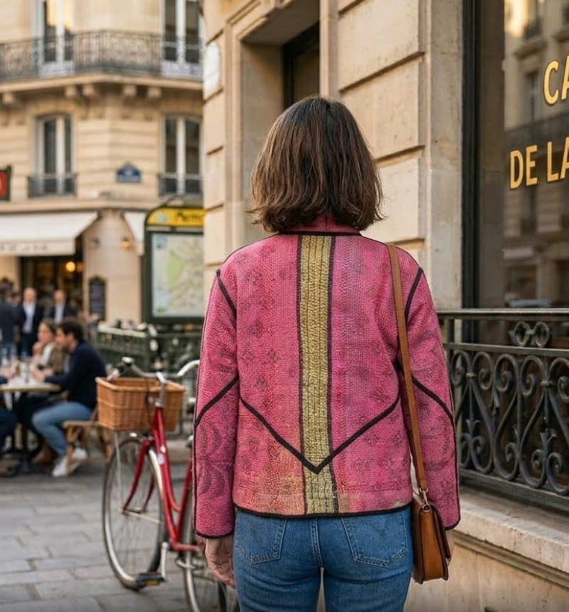 Veste Kantha réversible — Pièce unique n°011