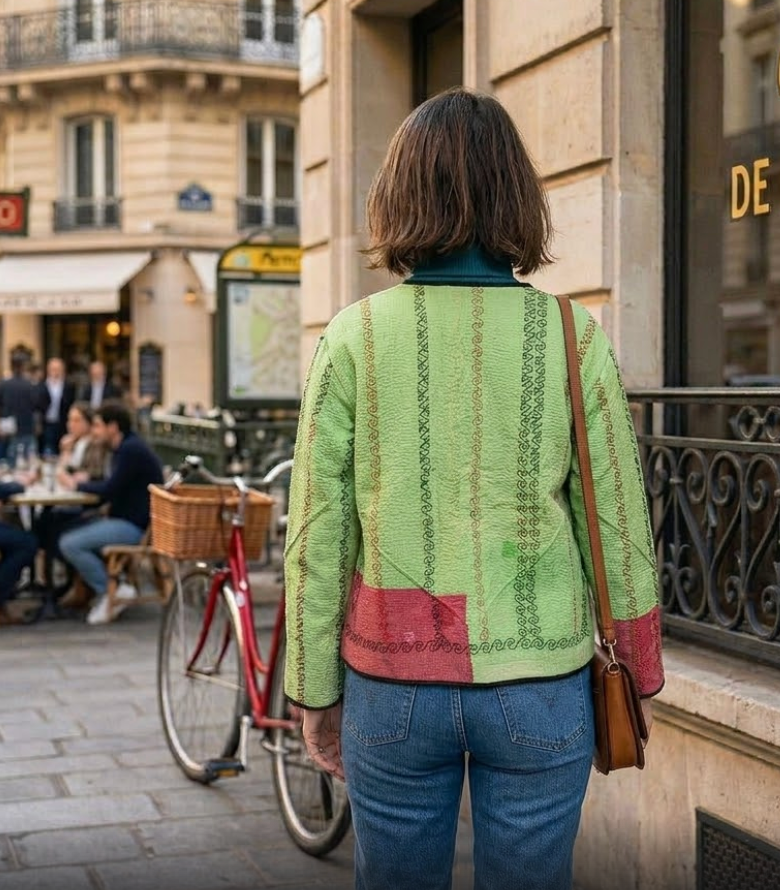 Veste Kantha réversible — Pièce unique n°011
