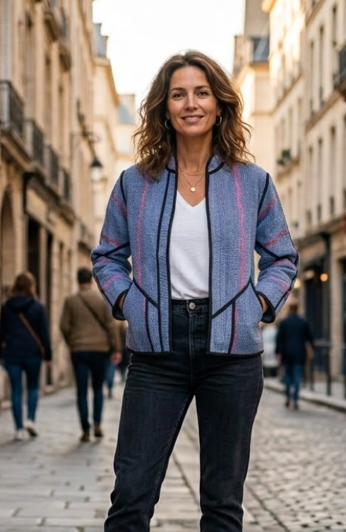 Veste Kantha réversible — Pièce unique n°013