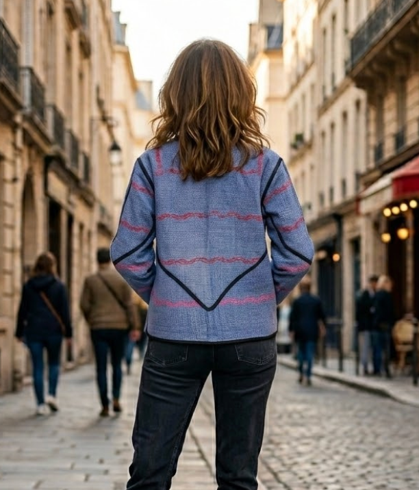Veste Kantha réversible — Pièce unique n°013