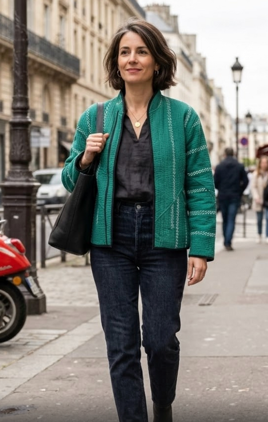 Veste Kantha réversible — Pièce unique n°014