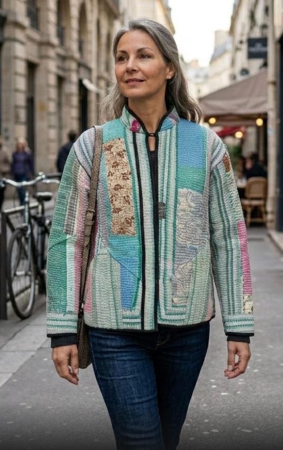 Veste Kantha réversible — Pièce unique n°015