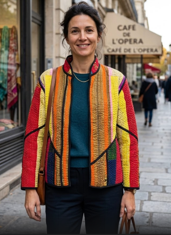 Veste Kantha réversible — Pièce unique n°016