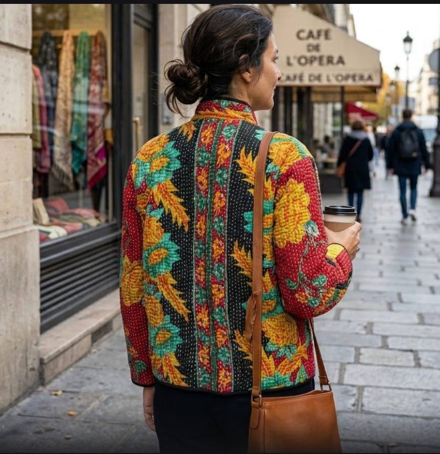 Veste Kantha réversible — Pièce unique n°016