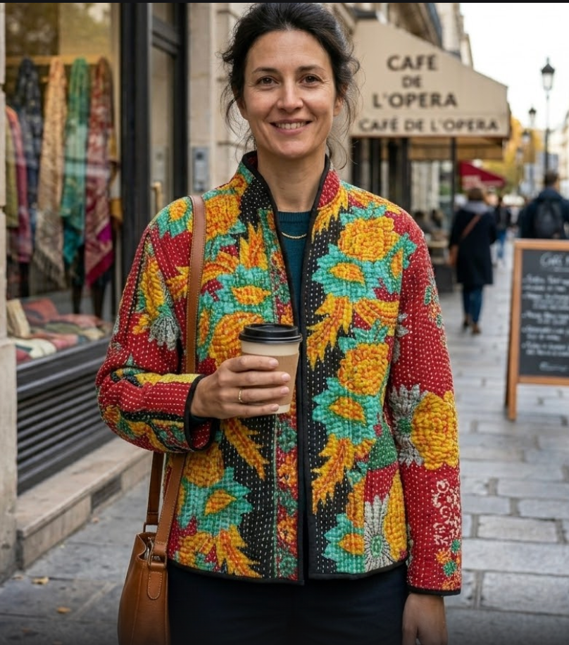Veste Kantha réversible — Pièce unique n°016