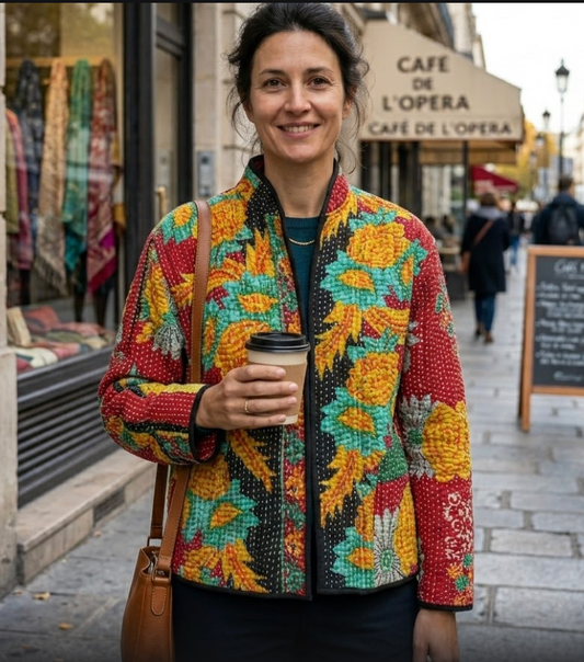 Veste Kantha réversible — Pièce unique n°016