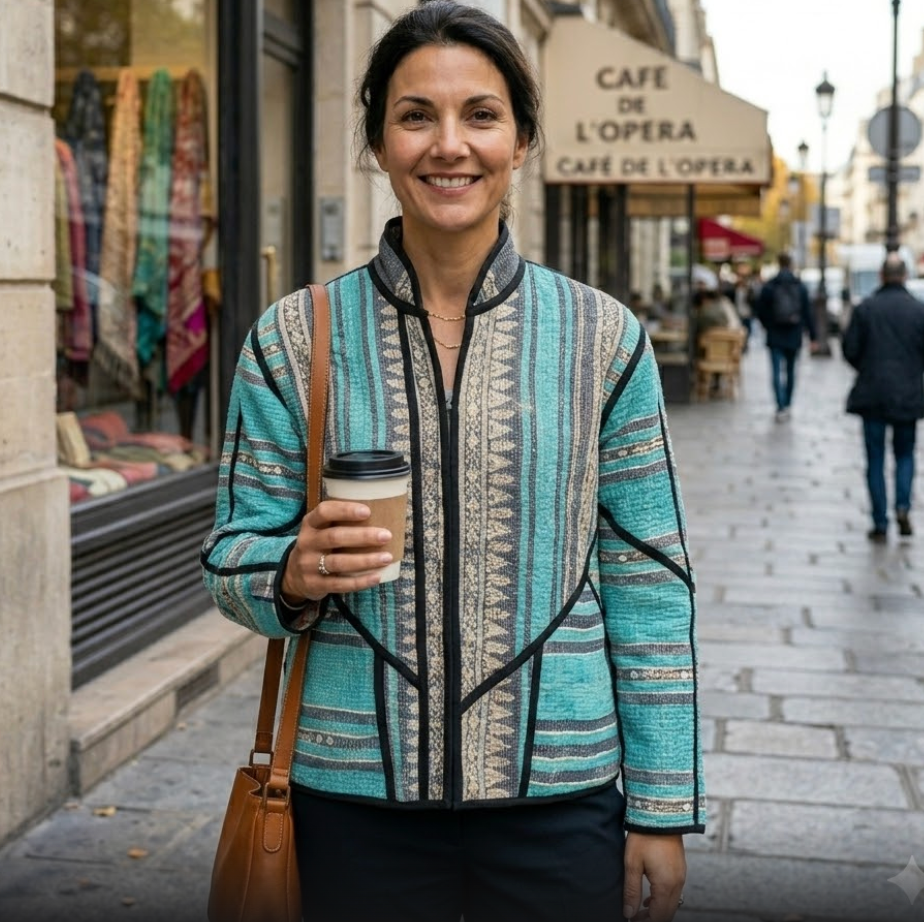 Veste Kantha réversible — Pièce unique n°017