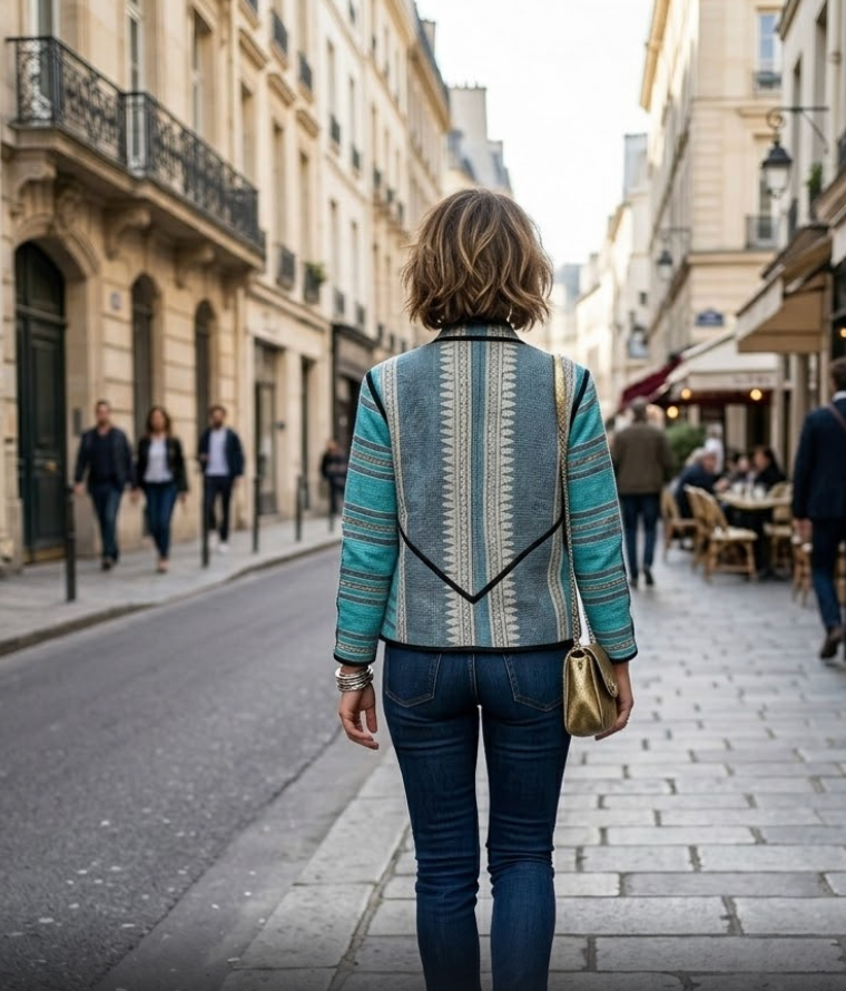 Veste Kantha réversible — Pièce unique n°017