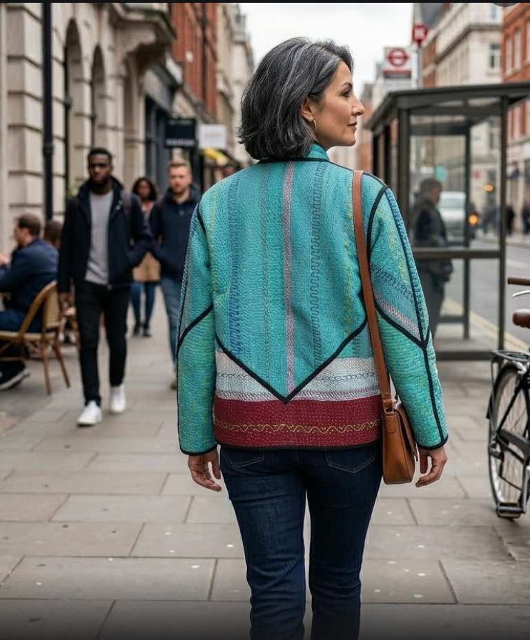 Veste Kantha réversible — Pièce unique n°018