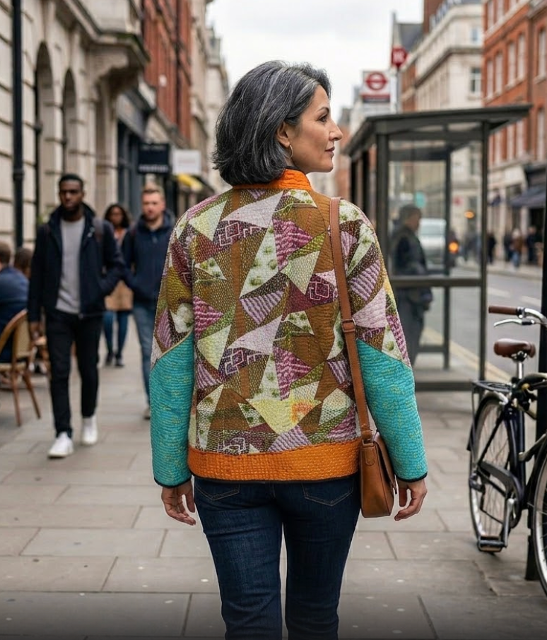 Veste Kantha réversible — Pièce unique n°018