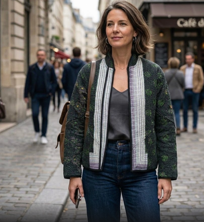 Veste Kantha réversible — Pièce unique n°019