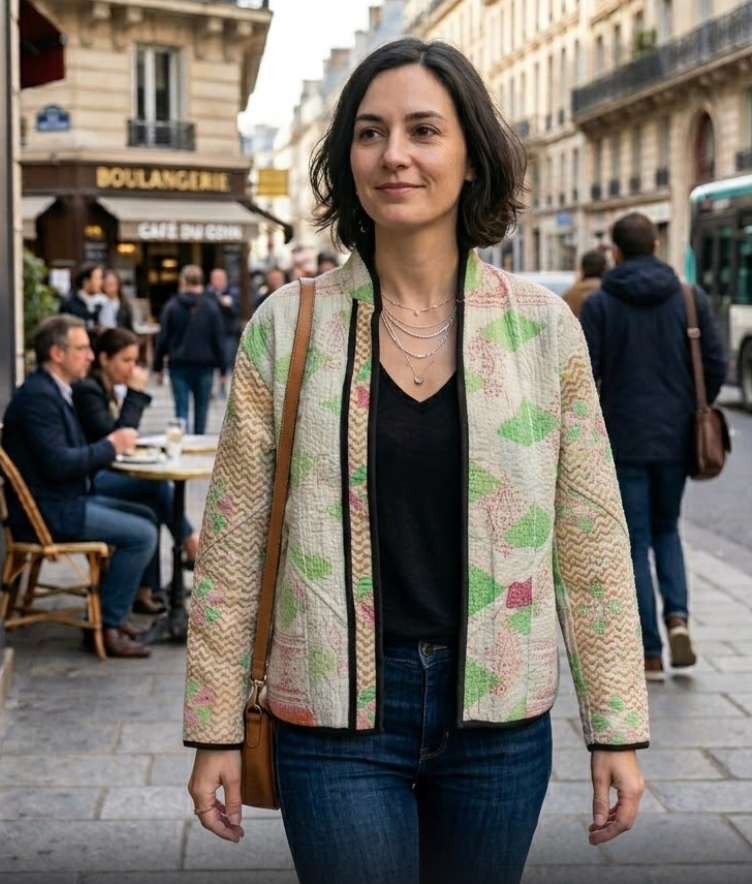 Veste Kantha réversible — Pièce unique n°021