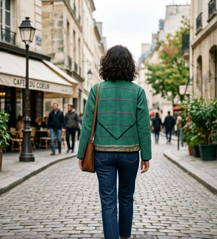 Veste Kantha réversible — Pièce unique n°023