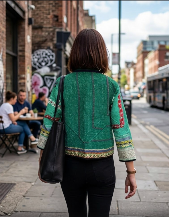 Veste Kantha réversible — Pièce unique n°024