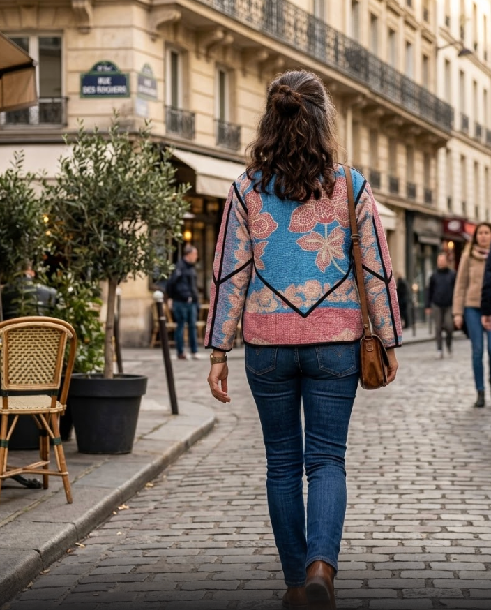 Veste Kantha réversible — Pièce unique n°025
