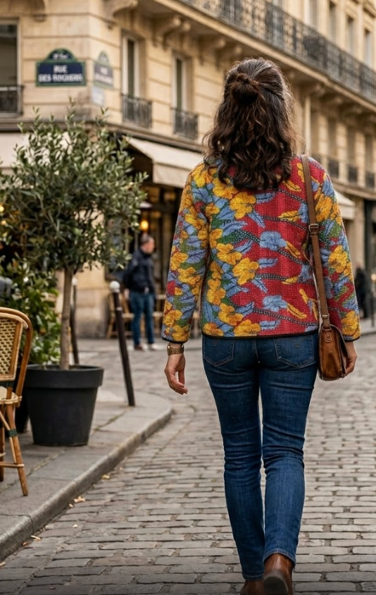 Veste Kantha réversible — Pièce unique n°025