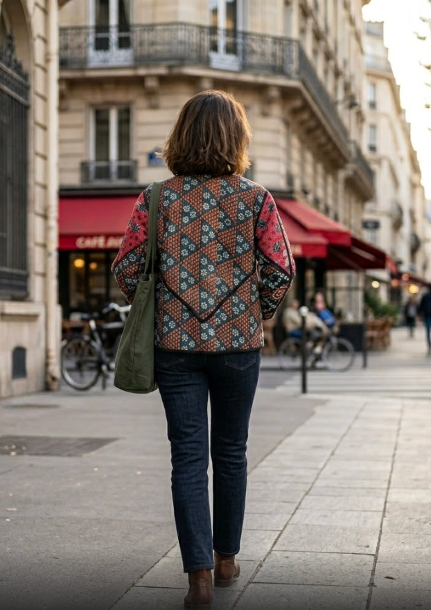 Veste Kantha réversible — Pièce unique n°026