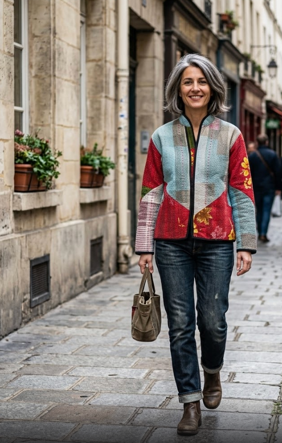 Veste Kantha réversible — Pièce unique n°026