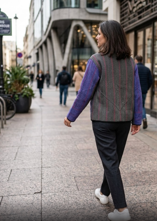 Veste Kantha réversible — Pièce unique n°027