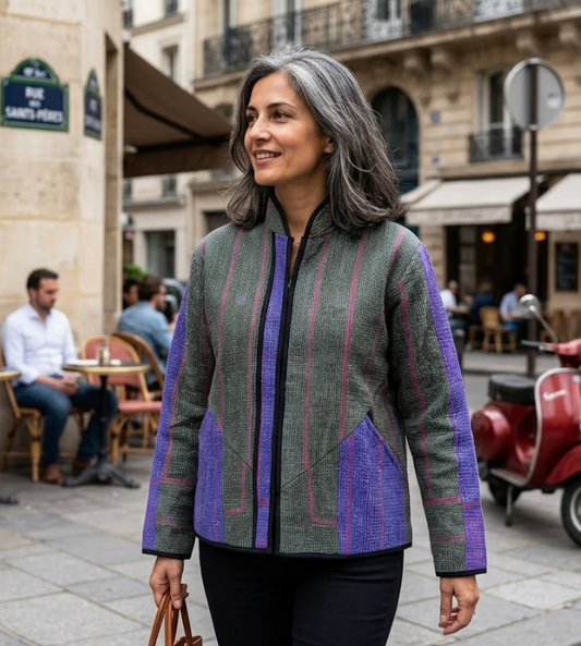 Veste Kantha réversible — Pièce unique n°027