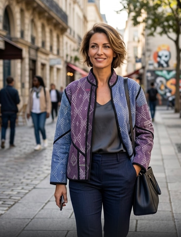 Veste Kantha réversible — Pièce unique n°028