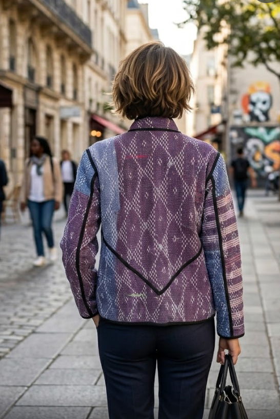 Veste Kantha réversible — Pièce unique n°028