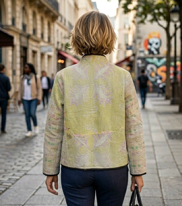 Veste Kantha réversible — Pièce unique n°028