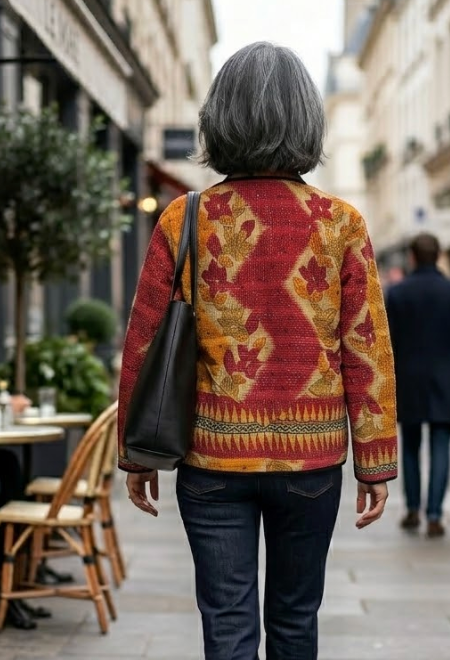 Veste Kantha réversible — Pièce unique n°029