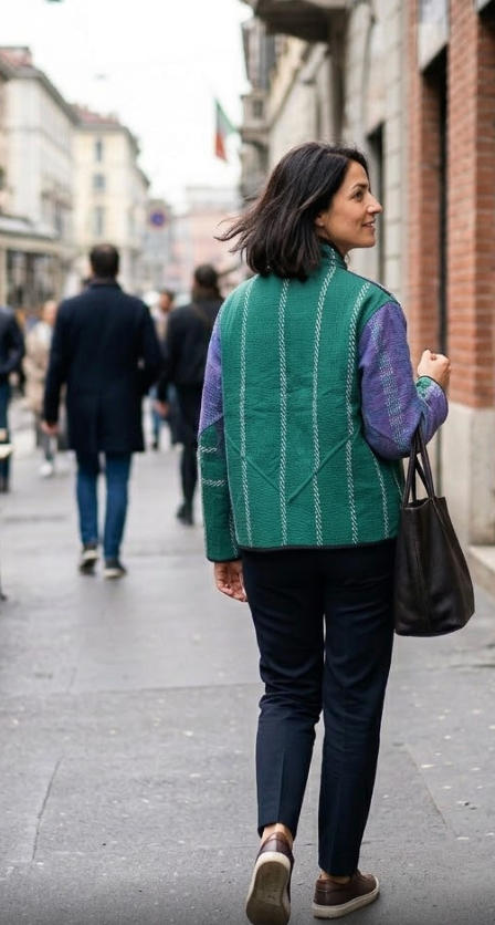 Veste Kantha réversible — Pièce unique n°030