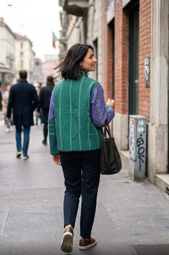 Veste Kantha réversible — Pièce unique n°030