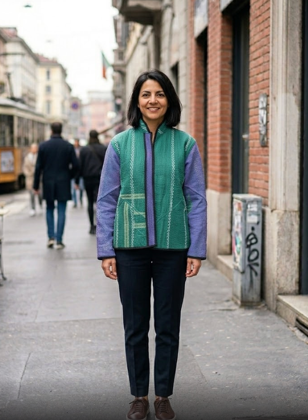 Veste Kantha réversible — Pièce unique n°030