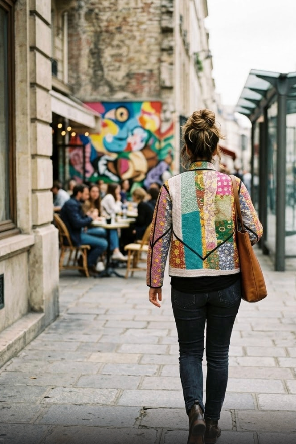 Veste Kantha réversible — Pièce unique n°031
